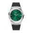 Montre homme Paul Edward acier argenté bracelet caoutchou noir cadran vert 