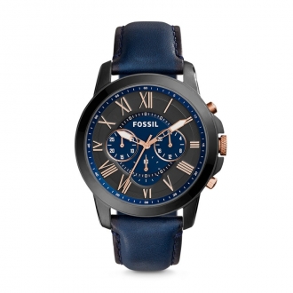 Montre Fossil Grant en cuir bleu FS5061