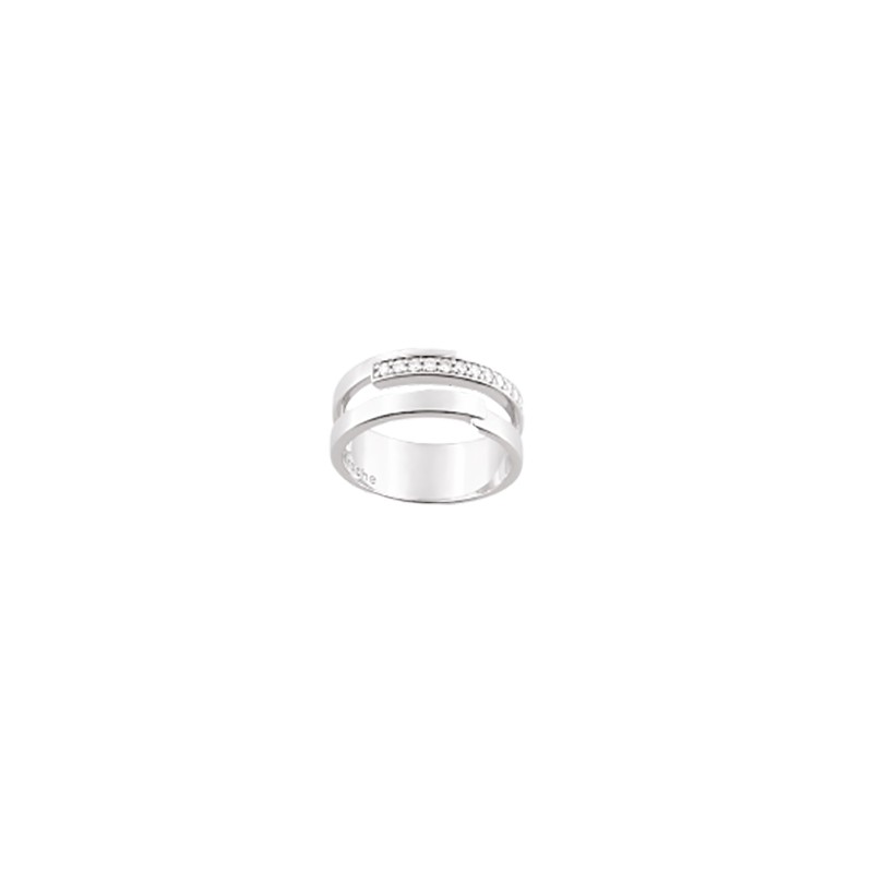 Bague Femme Guy Laroche double aneaux argent 925/000 et oxydes de zirconium 