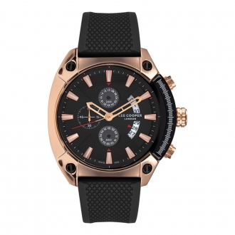 Montre Lee Cooper homme noire/dorée rose