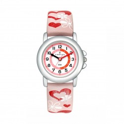 Montre Certus fille bracelet cuir rose et blanc