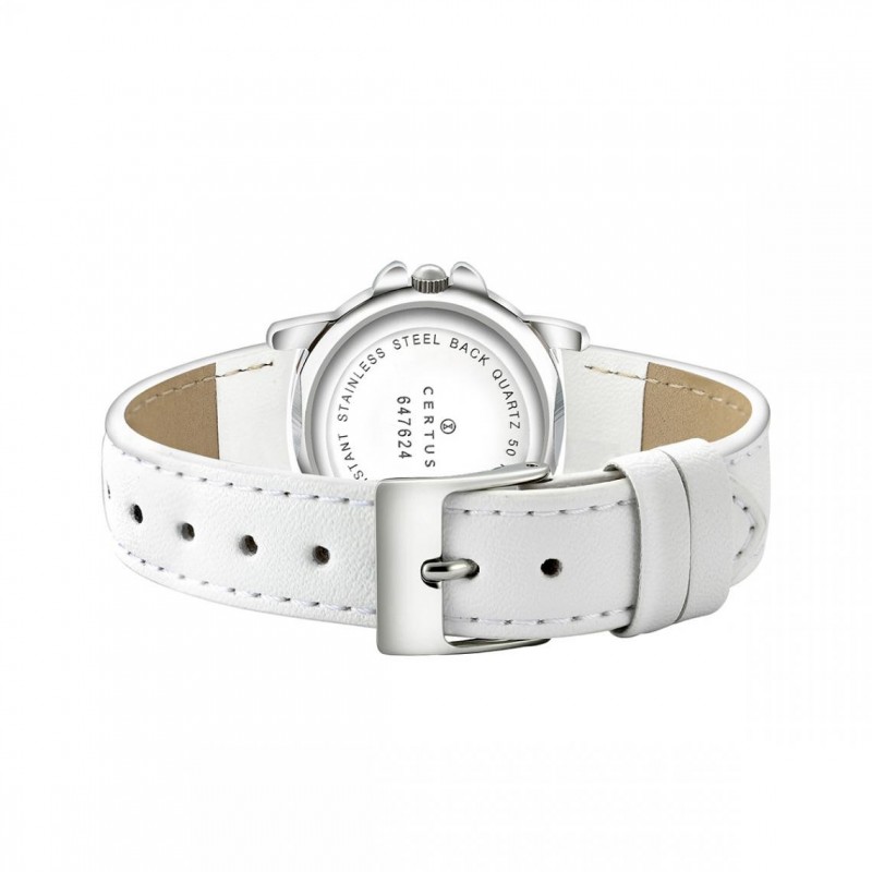 Montre analogique Certus Junior licornes bracelet cuir blanc