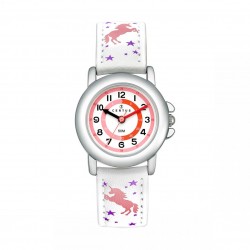 Montre Certus fille bracelet cuir blanc motif licorne