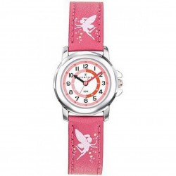 Montre Certus fille bracelet cuir rose motif fée