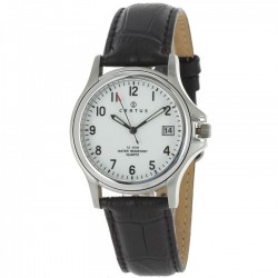 Montre homme Certus acier argenté bracelet cuir noir