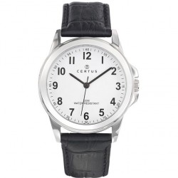 Montre homme Certus acier argenté bracelet cuir noir