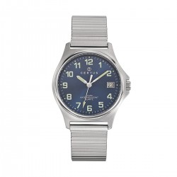 Montre homme Certus bracelet argenté cadran bleu