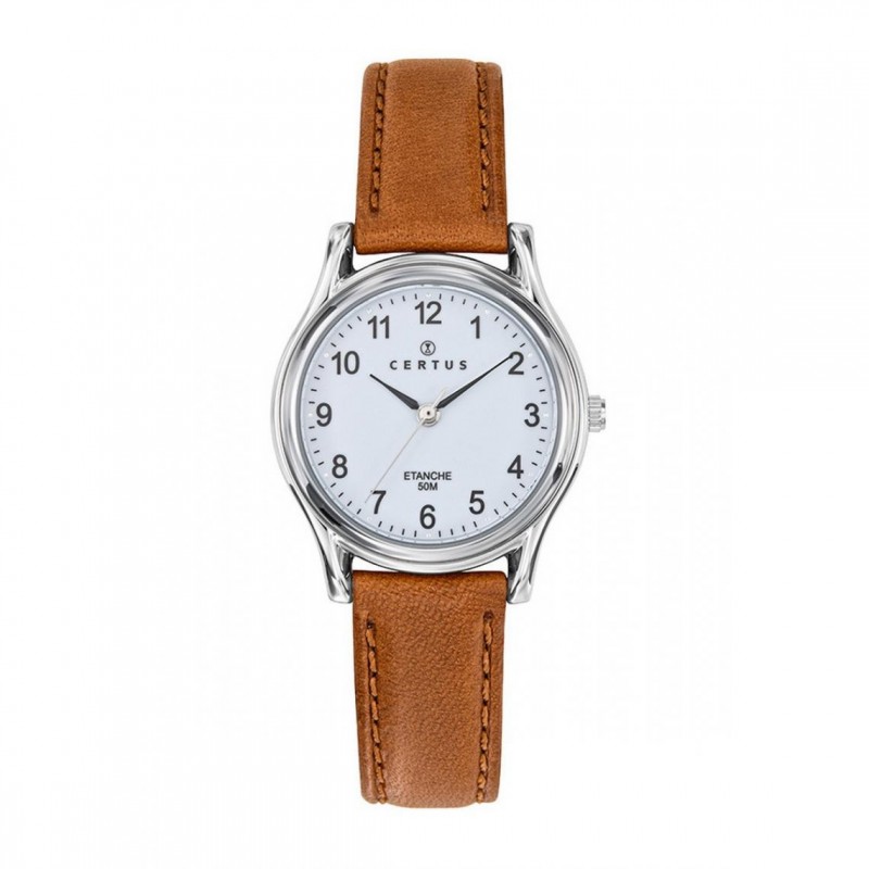 Montre analogique Certus bracelet cuir marron