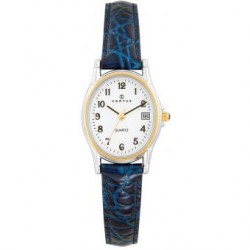 MONTRE FEMME CERTUS ACIER ARGENTÉ BRACELET CUIR BLEU