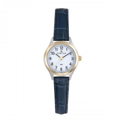 MONTRE FEMME CERTUS ACIER BICOLORE BRACELET CUIR BLEU