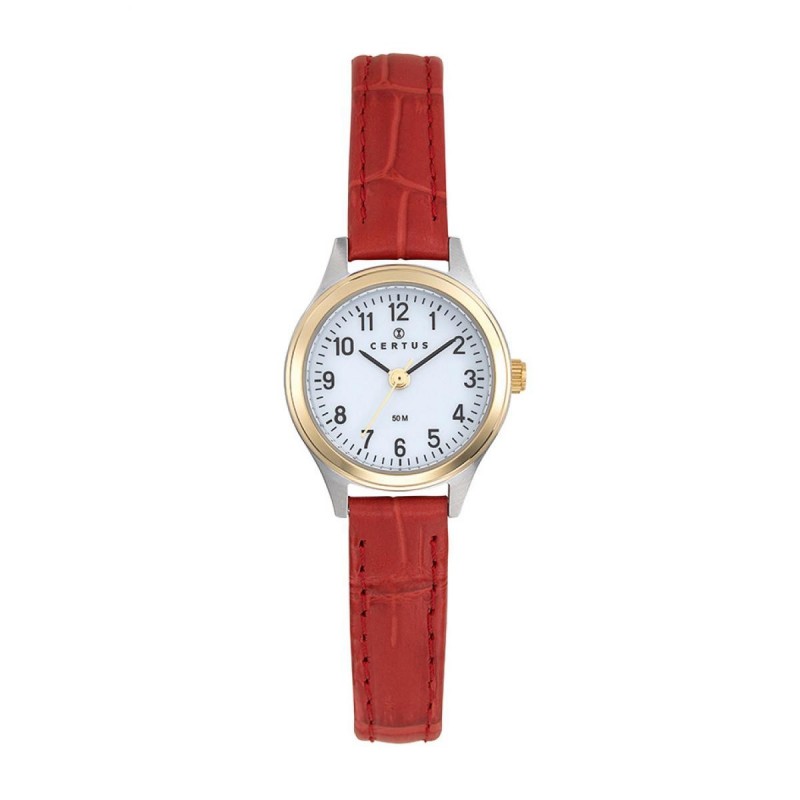 Montre analogique Certus bracelet cuir rouge