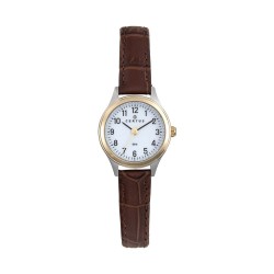 MONTRE FEMME CERTUS ACIER BICOLORE BRACELET CUIR MARRON