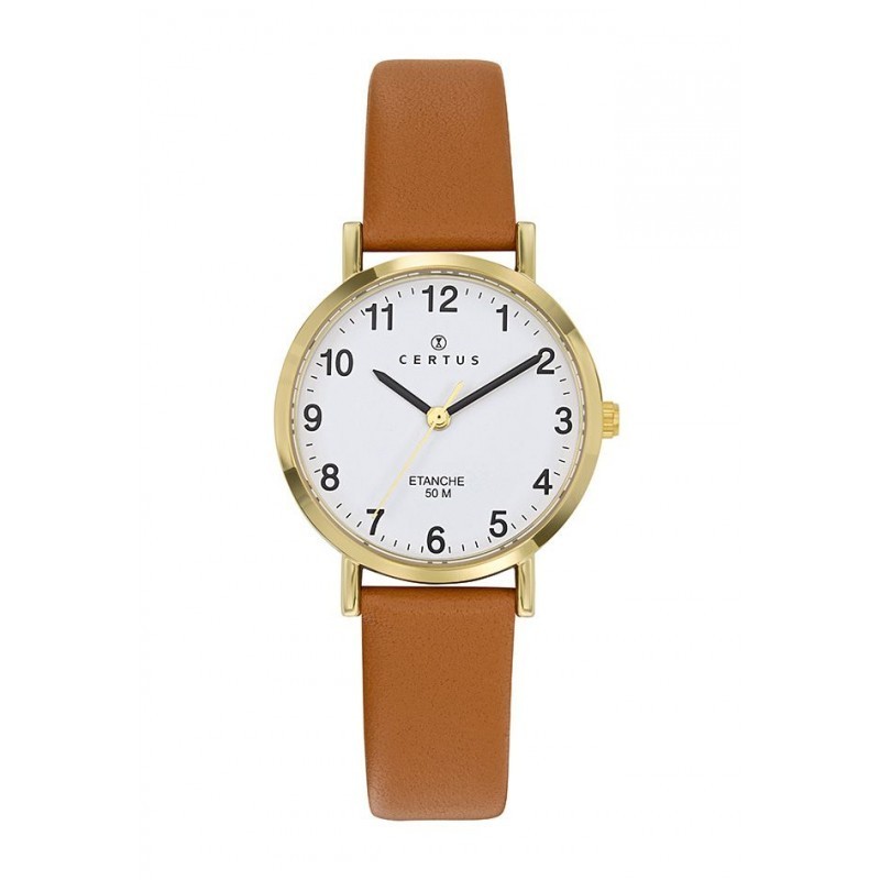 Montre analogique Certus bracelet cuir marron