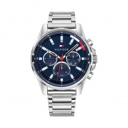 Montre homme tommy hilfiger couleur argent et bleue