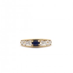 Bague Carador or jaune et blanc 375/000 et Saphir 0.35 cts