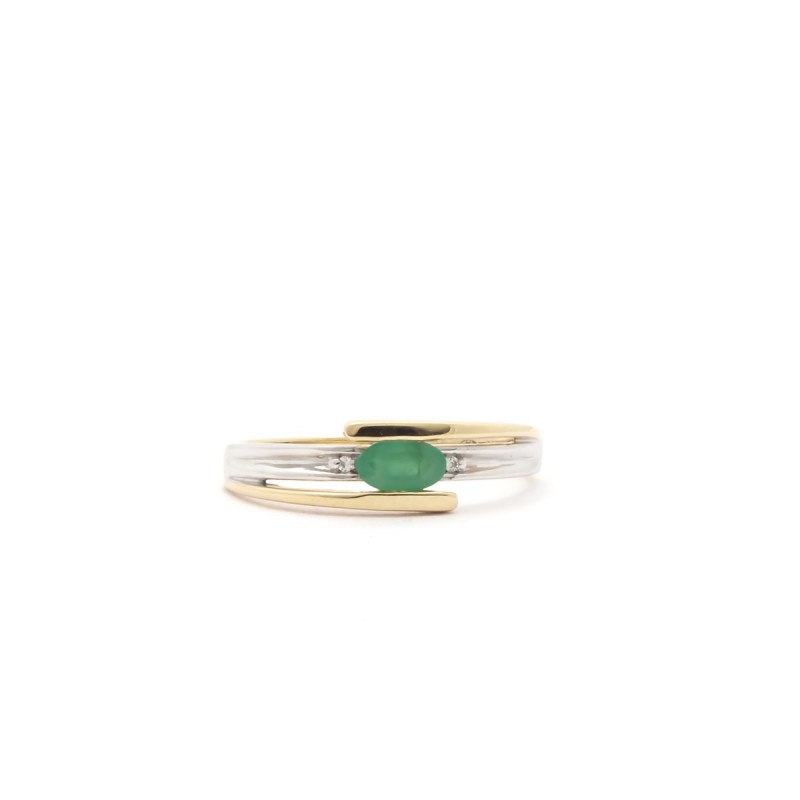 Bague Carador or jaune et blanc 375/000 et émeraude
