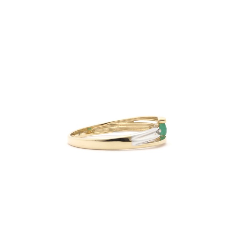 Bague Carador or jaune et blanc 375/000 et émeraude