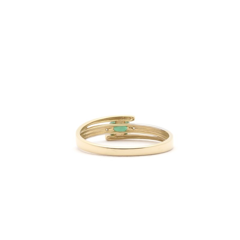Bague Carador or jaune et blanc 375/000 et émeraude