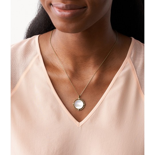 Collier Sautoir Gas Vintage Avec Pendentif Et Nacre - Occasion