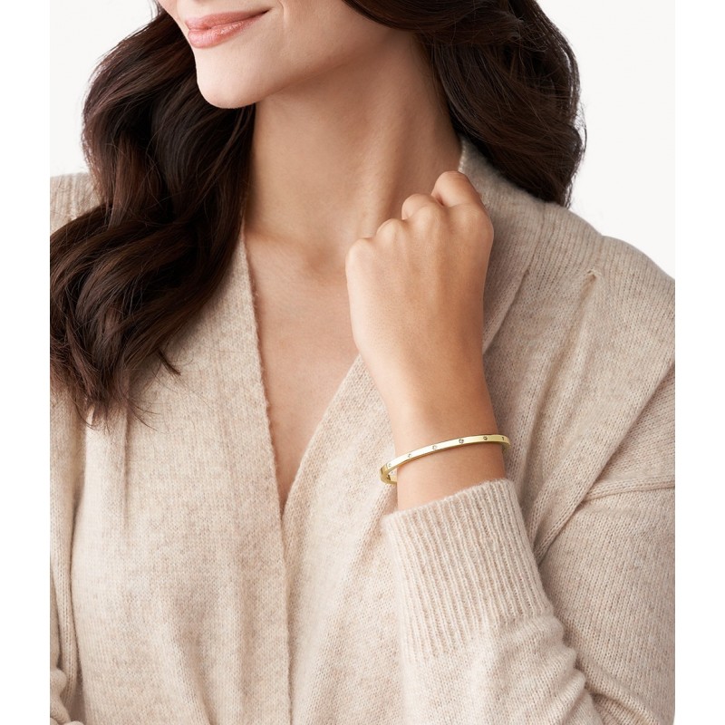 Bracelet Jonc Fossil collection Sutton Shine Bright acier doré