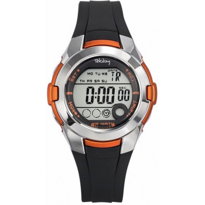 Montre digitale sport enfant Tekday Junior bicolore noir orange 654752