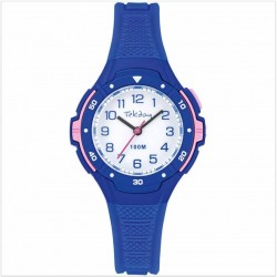 Montre enfant Tekday silicone bleu et rose