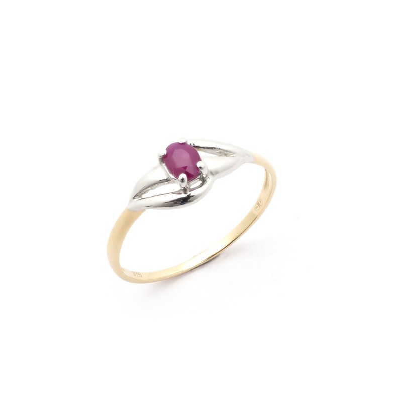 Bague Carador Or Bicolore 375/000 et Rubis 0,25 cts