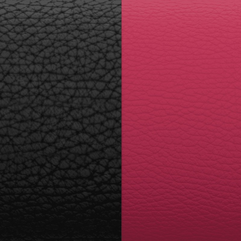 CUIR BOUCLES D'OREILLES NOIR GRAINE / MAGENTA 25MM