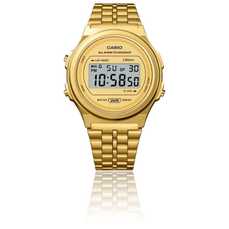 Montre digitale Casio collection Vintage bracelet acier doré