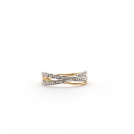 Bague Carador triple liens croisés en or jaune 375/000 et diamants