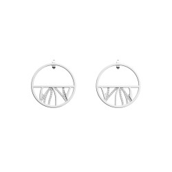 Boucles d'oreilles Les Georgettes Perroquet 30 mm finition argentée oxyde de zirconium