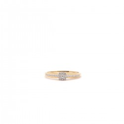 BAGUE SOLITAIRE ACCOMPAGNEE OR JAUNE 375/000 DIAMANTS