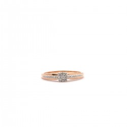 BAGUE SOLITAIRE ACCOMPAGNEE OR DORE ROSE 375/000 DIAMANTS
