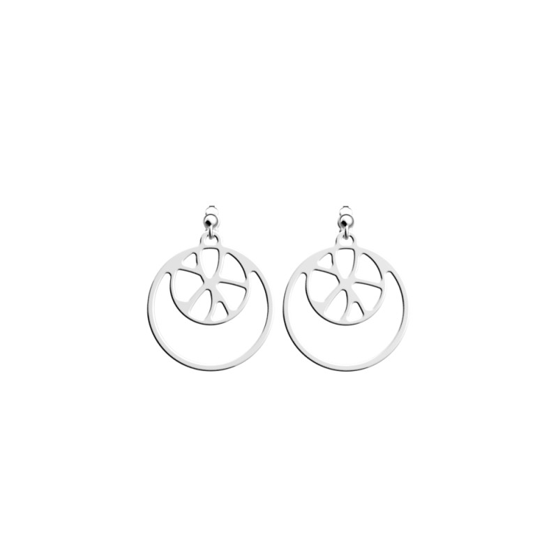 BOUCLES D'OREILLES LES GEORGETTES NENUPHAR LAITON ARGENTÉ 16 MM