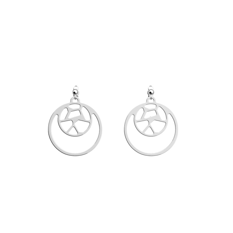 BOUCLES D'OREILLES LES GEORGETTES GIRAFE LAITON ARGENTÉ 16 MM