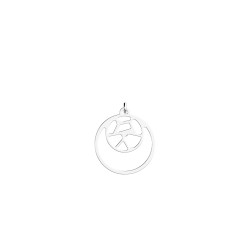 PENDENTIF FEMME ROND LES GEORGETTES GIRAFE COULEUR ARGENT 16MM