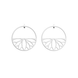 Boucles d'oreilles Les Georgettes lotus 43mm finition couleur argent