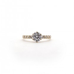 Bague solitaire accompagné femme Carador Or 375/000 et Oxyde de zirconium