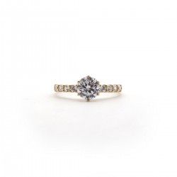 Bague solitaire accompagné femme Carador Or 375/000 et Oxyde de zirconium