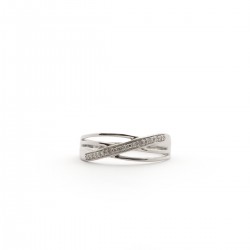 Bague Carador finesse or blanc 375/000 et diamants