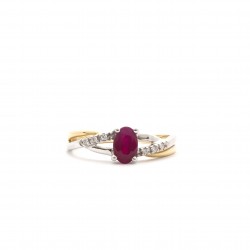 bague Intemporelle Carador en or bicolore 750/000, diamants et rubis