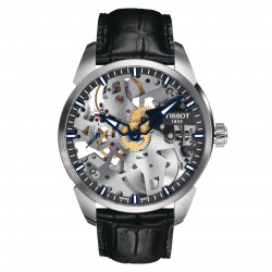 Montre Homme Tissot Bracelet en Cuir Noir Collection T-COMPLICATION SQUELETTE MECHANICAL