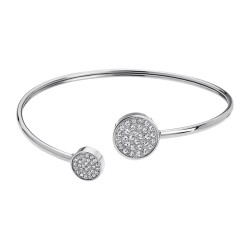 Bracelet-jonc ouvert femme lotus style en acier couleur argent