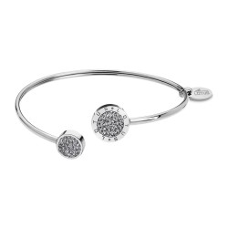 Bracelet-jonc ouvert femme lotus style en acier couleur argent