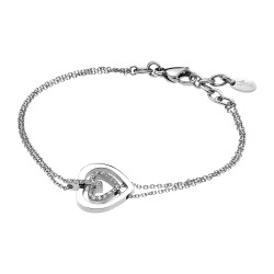 Bracelet coeur femme lotus style en acier couleur argent