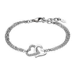 Bracelet coeur femme lotus style en acier couleur argent