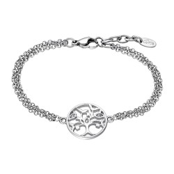 Bracelet ARBRE DE VIE femme lotus style en acier couleur argent