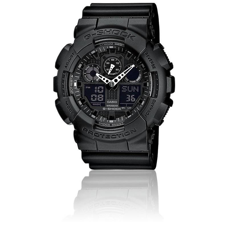 Montre Analogique Numérique Casio GA-100 G-Shock GA-100-1A1 Bracelet Résine Noir