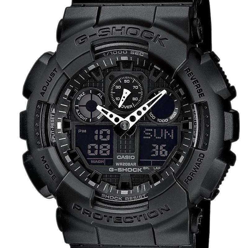 Montre Analogique Numérique Casio GA-100 G-Shock GA-100-1A1 Bracelet Résine Noir