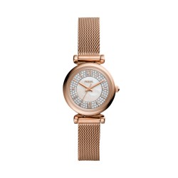 Montre Femme Fossil Mini Carlie acier doré rose